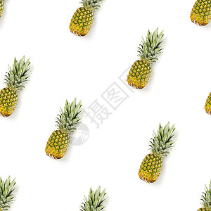 菠萝无缝图案 热带抽象图案 白色背景的金菠萝异国营养叶子甜点水果情调凤梨饮食图片