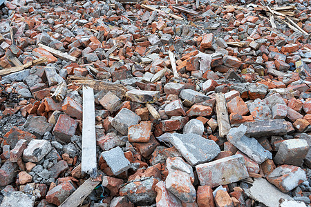 废旧建筑 砖瓦堆 建筑物被毁等拆除房子瓦砾城市石头灾难损害破坏材料灰尘图片