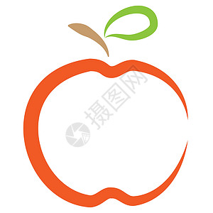 红苹果 有树枝和白背景上孤立叶子的苹果图标图片