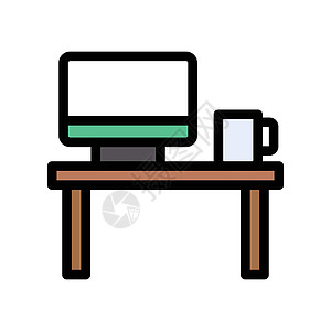 计算机电脑家具用餐办公室咖啡店厨房插图圆形黑色餐厅白色图片