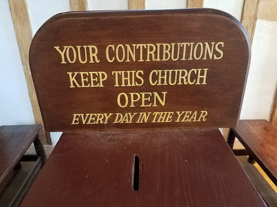您的捐款保持这个教堂开放的标志木头奉献捐赠教会盒子宗教图片