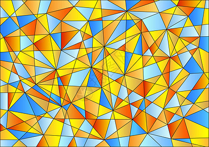 快乐色彩的抽象几何图案马赛克艺术装饰蓝色橙子打印三角形插图风格网格图片
