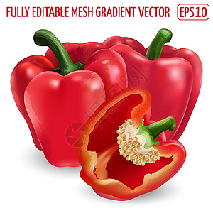 两只红胡椒和半颗白底的饮食美食维生素营养厨房广告沙拉烹饪食谱包装图片