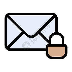 锁密码插图安全互联网地址信封秘密垃圾邮件邮件挂锁图片