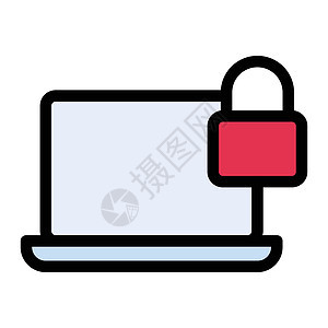 安全挂锁笔记本密码商业钥匙防火墙电脑隐私插图技术背景图片