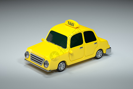 Mini 3D出租车 有黄色的迷你车 三维翻接交通旅行送货车辆车轮运输汽车卡通片服务司机图片