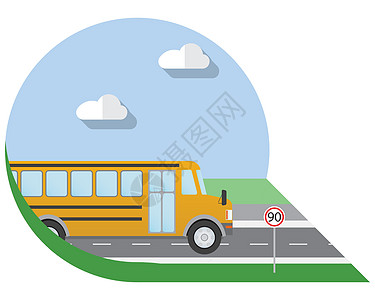 城市交通 校车 边视图图标AC 54970 附件车辆方式插图运输卡车民众卡通片旅行陆地学习图片