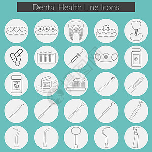 牙科护理平面设计矢量插图与牙线 牙齿 口腔 牙膏和刷子 药物 注射器和牙医仪器牙疼镜子王冠治疗药品卫生工具漱口水技术电脑图片