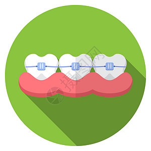 简单设计现代病媒图解 用长阴影 孤立的牙齿牙套图标示意图程序牙科磨牙搪瓷门户网站微笑牙医书钉药品创造力图片