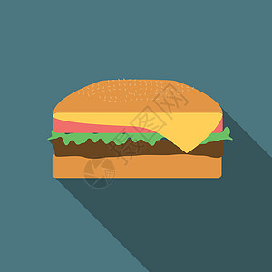 带长阴影的平板设计矢量汉堡图标图片