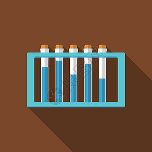 以长阴影显示实验室样本图标的现代矢量图示 并用长阴影显示标签服务管子测试乐器保健健康疾病滴管小瓶图片