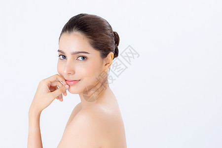 美丽的女人的肖像 化妆品 女孩手触摸卫生美容护理治疗皮肤外科女士青少年保健身体图片