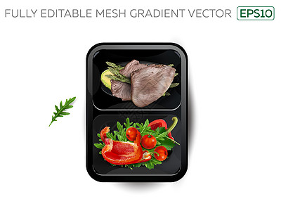 煮肉蔬菜和鳄梨 在午餐盒里饭盒贮存时间盒子午餐沙拉包装便当插图胡椒图片