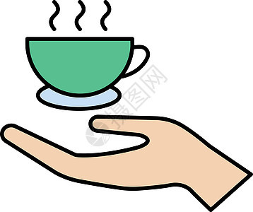 服务茶会咖啡早餐液体时间杯子饮料盘子草本绿色图片