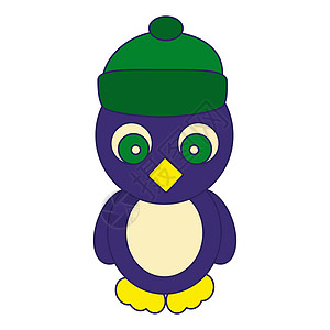 戴帽子的彩色可爱企鹅 矢量说明卡片荒野插图婴儿夹子衬衫卡通片绘画动物打印图片