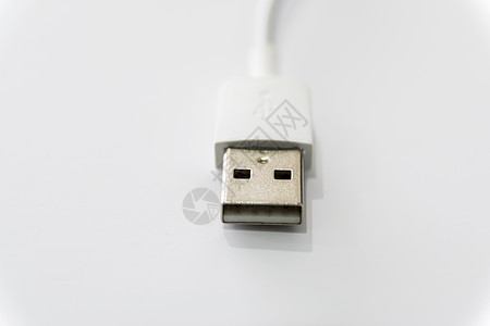 白色的 USB 连接器在白色背景上被孤立网络技术金属插头电脑港口插座电缆硬件互联网图片