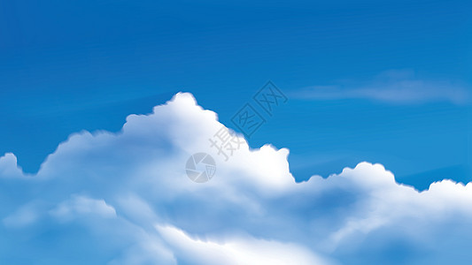 亮蓝色天空中积聚云的矢量说明图片