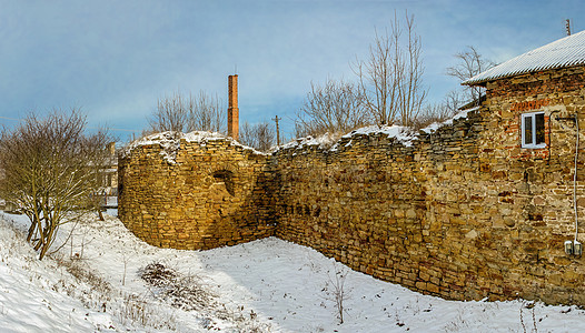 乌克兰Mykulyntsi村旧城堡建筑历史旅游建筑学旅行废墟图片
