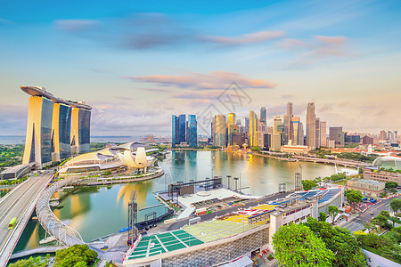 新加坡市中心天线海湾区建筑学全景场景天空金融反射博物馆商业旅行码头图片