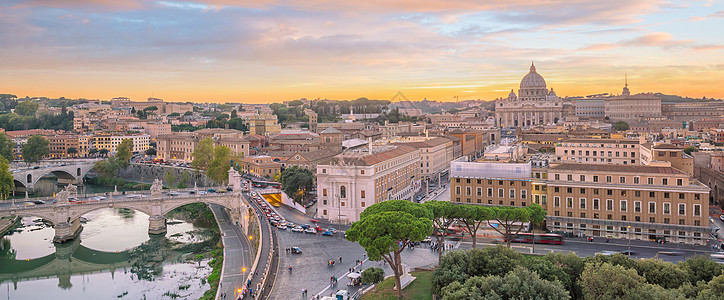 罗马的古城罗马天际景象来自圣安赫洛Castel SantAngelo圆顶假期历史首都教廷全景地标城市天线纪念碑图片