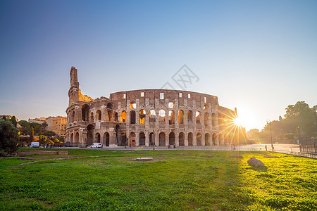 意大利罗马的Colosseum之景意大利罗马石头论坛建筑纪念碑旅游日落地标体育场城市体育馆图片