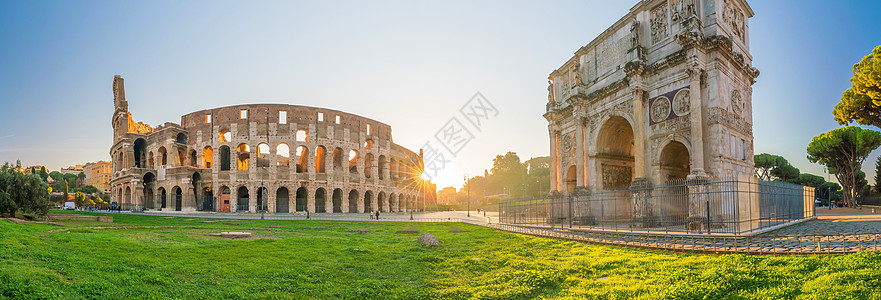 意大利罗马的Colosseum之景意大利罗马石头地标日落建筑废墟全景论坛旅行城市体育场图片