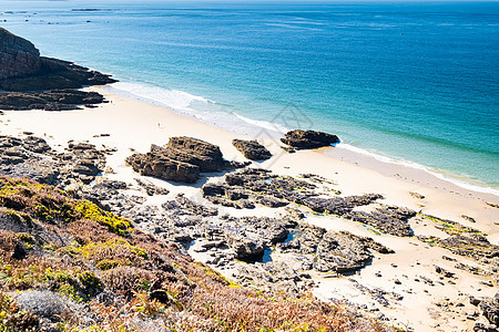 布列塔尼海岸的风景 弗雷赫角地区海洋花岗岩蓝色海岸石头海岸线海滩岩石天空旅行图片