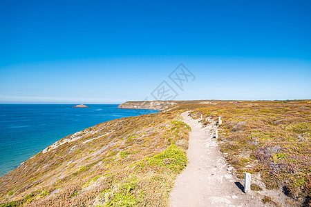 布列塔尼海岸的风景 弗雷赫角地区支撑旅行花岗岩沙滩海浪海岸线石头旅游海洋海岸图片