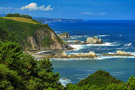 西班牙寂静海滩附近的坎塔布基海克里夫斯旅行岩石旅游游客多样性历史生物海岸线海岸环境图片