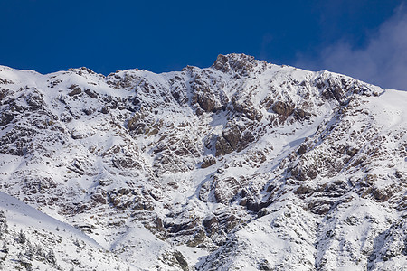 阿拉贡比利牛斯山脉的雪山景观山毛榉天际场景石头全景爬坡森林松树顶峰天空图片