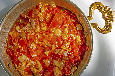 传统的土耳其早餐早饭美人美食胡椒桌子平底锅小吃午餐营养火鸡面包盘子图片