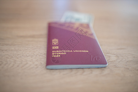 瑞典护照 有一份Blurry 20法案世界身份蓝色旅行海豹公民安全假期旅游控制图片