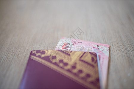 部分在瑞典护照内存放的一百份泰国泰铢法案安全旅行海豹文档卡片海关世界旅游移民签证图片