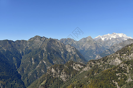 罗莎蒙塔尼冰川树木全景顶峰天空山脉岩石高山蓝色风景图片