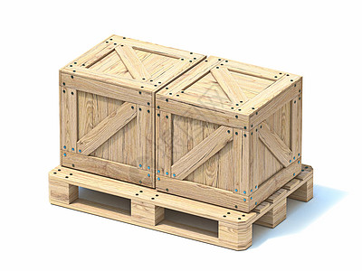 木制托盘3D上的两个木箱图片