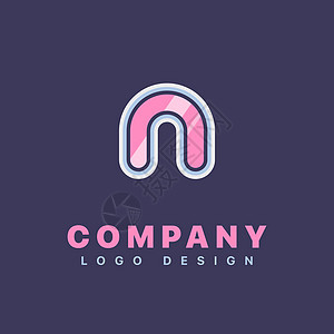字母 N 标志设计模板圆形插图蓝色粉色紫色公司背景图片