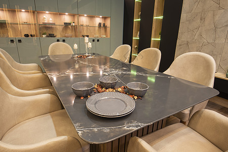 豪华公寓客厅餐厅室内设计设计木地板桌面橱柜展示厅单元家具地面风格装饰奢华图片