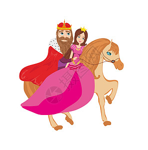 马上的王后和王后 - 孤立插图图片