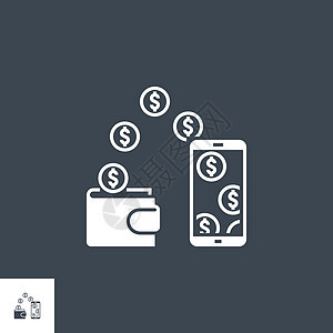 补货相关的矢量字形图标钱包现金手机银行业中风网络技术电话交易金融背景图片