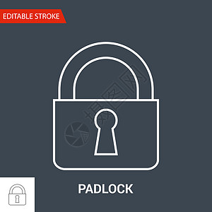 Padlock 图标 薄线矢量说明防火墙插图安全保护密码标识背景图片