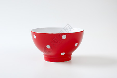 清空红白波尔卡圆点碗早餐制品圆点餐具服务陶器饭碗盘子陶瓷圆形图片