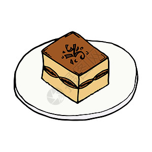 Tiramisu 意大利传统食物 手画草图风格 Vect饼干餐厅盘子咖啡涂鸦薄荷奶油蛋糕早餐琐事图片