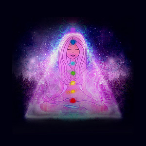 人类的能量体 光环 冥想中的沙克拉瑜伽插图日落精神康复星星身体天空呼吸三角形图片