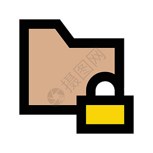 文件夹机密插图档案电脑钥匙黄色防火墙办公室文档数据图片