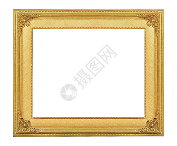 金色复古框架豪华隔离白色背景图片
