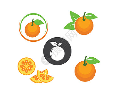橙色水果图标矢量徽标它制作图案果味叶子橘子饮料热带液体插图果汁食物饮食图片