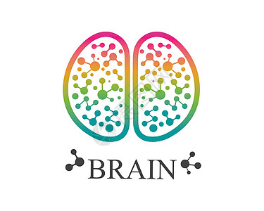 大脑徽标矢量图标模板它制作图案原子标识天才技术科学版权风暴头脑身份知识图片