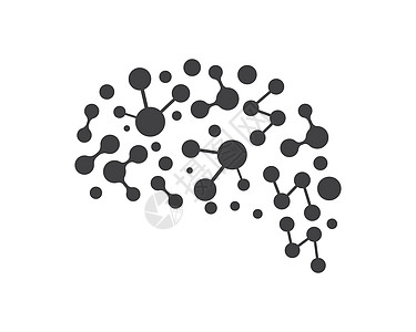 大脑徽标矢量图标模板它制作图案头脑力量标识原子知识分子智力艺术插图创造力技术图片