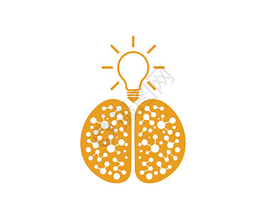 大脑与灯泡图标标志向量的想法和薄原子思考智力知识插图创造力身份科学艺术技术图片
