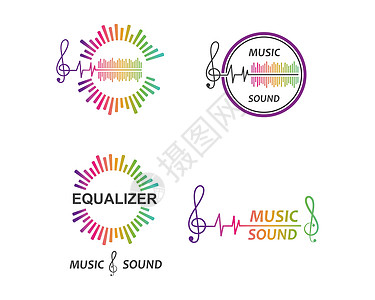 音乐 均衡器和声音效果标志矢量 ico记录涂鸦技术工作室嗓音展示插图频率立体声光谱图片
